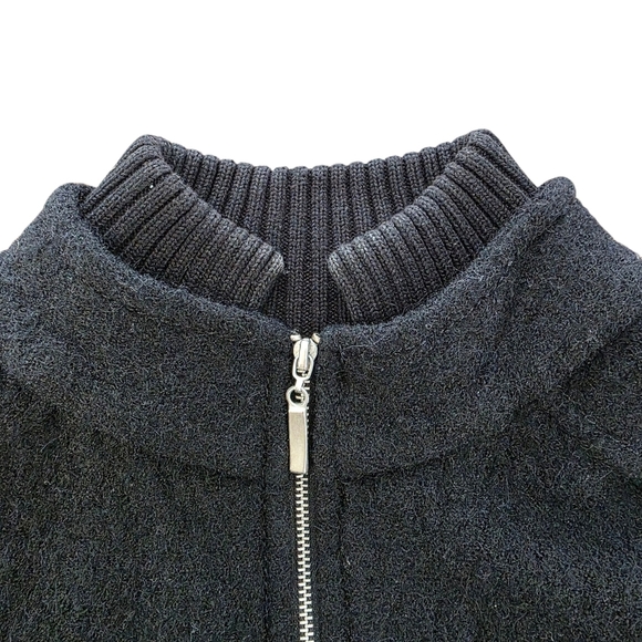 Essentials by A.B.S. Black Zip Front Wool Blend Jacket | Size Small - Picture 2 of 6